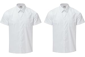 KAMDIN 2 Pack Boys Short Sleeve School Shirt School Uniform Front Pocket Size 2-18 Years