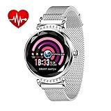 Fitness Armband Blutdruck Damen, Schlanke Sport Activity Tracker Watch, Frauen Smart Uhr mit Pulsmesser Schlafmonitor SchrittzäHler Wasserdicht IP67 Farbbildschirm Android iOS Handy,Silver