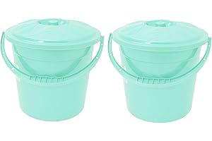 BEST HOUSE ANOTHER FINE PRODUCT Best House | Plastic Bucket with Lid Handle | Small | 5 Litres | GREEN | 2 Pcs | Household Bucket | Storage Buckets Bin Container, Multipurpose Use for Home, Garden and Workshops (Pack of 2)