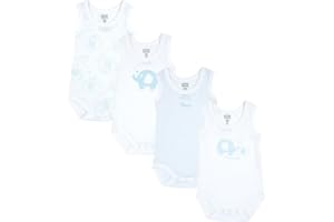 Chicco, Body Nouveau-Né, Lot de 4 Bodies sans Manches en 100% Coton avec Ouverture Pratique, Vêtements Nouveau-Né 0-3 Mois, Idée Cadeau Naissance