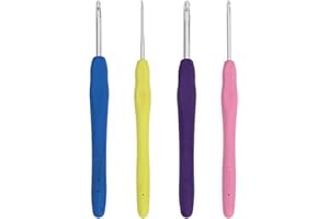 JOYIAL 4 Stück Häkelnadel Set, Häkelnadeln Nadelset 4 Größen Ergonomische Häkelnadel Metall Häkelnadel mit Bunte Silikongriff, Häkelnadeln Nadelset für Anfänger (2/3/4/5 mm)