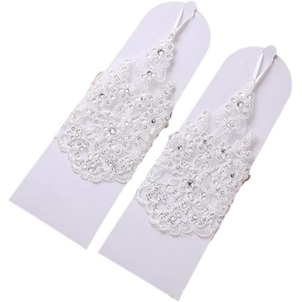 Guanti Lunghi Senza Dita In Pizzo Con Piume - Guanti Eleganti Vintage Per Donne Per Feste E Matrimoni