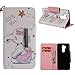 Produktbild Leder Brieftasche Hülle für LG G7,LG G7 ThinQ Hülle,Shinyzone Bunt Niedlich Karikatur Tier Elefant Gemalt Muster Flip Ständer Handytasche,[Metall Magnetverschluss][Kartenfächer & Handschlaufe] Ganzkörper Schutzhülle