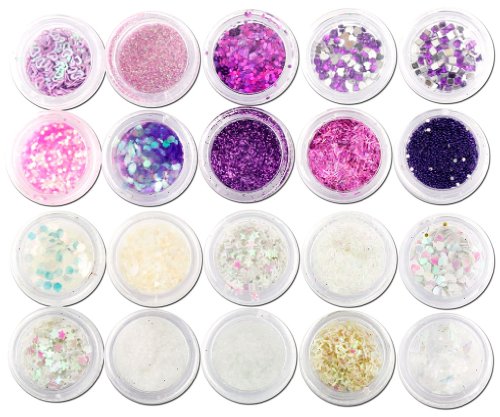 100x Nagel Kunst Strass Glanzer Splitter Pailette Mix Set Wunderbar!!! - 5