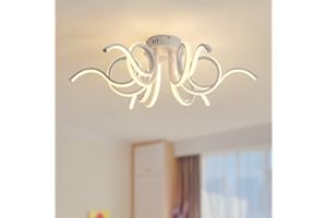 MINIFAIR LED Deckenleuchte Dimmbar,70CM Wohnzimmerlampe Deckenlampe led,6-Licht Deckenleuchten Mit Fernbedienung,Ceiling Light für Wohnzimmer,Küche,Schlafzimmer,Kinderzimmer (Weiß) 3000K-6000K 72W