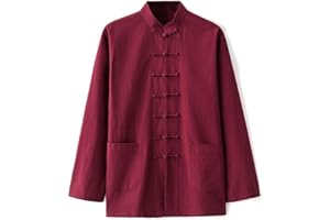 Vnook Traditionelle Chinesische Kung-Fu-Kleidung Aus Baumwolle Und Leinen, Tai Chi-Uniform For Herren, Wing Chun-Kleidung Zen-Meditation Tang-Anzug Hanfu-Jacke Hemd Mantel Kampfsportanzug