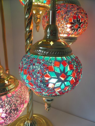 Stunning Mosaic Glass & Gold Metal Floor Light Hand Made Turkish Lamp Moroccan Light