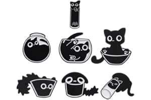 YOIMCKAY 7 Pezzi Cartoon Pin di Spilla in Metallo Smalto,Cute Gatto Nero Anime Smalto Pin Spille,Cartone Animato Cat Spilla Pin Badge,Gattino Animali Brooch per Cappelli,Zaini,Giacche,Accessori per Vestiti