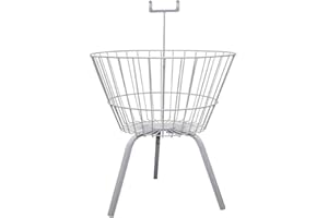 DISPLAY GURU White Square Round Dump Basket Bins Stand Sale Storage Unit Shop Retail Display (Round Basket)