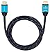 Price comparison product image 4K HDMI 2.0b Cable Ultra HDTV 2m High Speed 4K@60Hz (no stuttering!) Nylon Braided, Metal Adapters, Ethernet, 3D, HDR, ARC