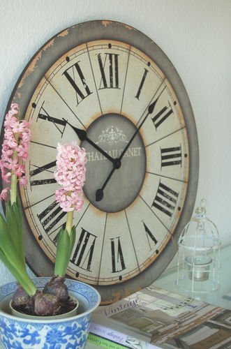 Wanduhr ‚Antik‘ in im Landhaus Shabby Chic french Stil, Durchmesser 60cm - 4