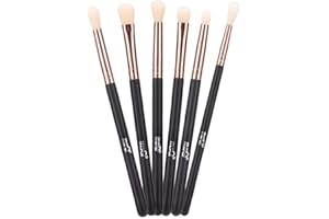MSQ 6pcs Eyeshadow Brushes Eye Makeup Brushes Set Synthetic Hairs, Wooden Handle for Eyeshadow, Blending, Concealer Rose Gold