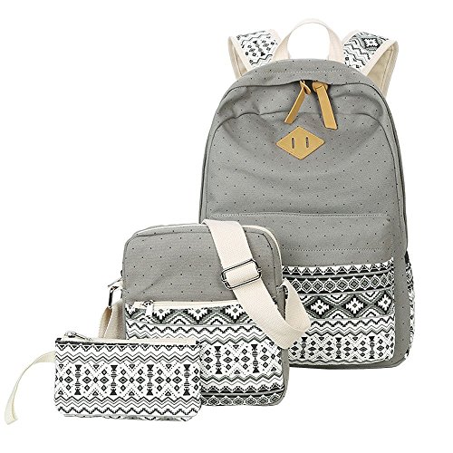 Preisvergleich Produktbild Wasserdichter Segeltuch-Rucksack-Laptop-Beutel-leic... Beiläufiger Schulrucksack-Rucksack Für Jugendlich Mädchen (1 Stück Umfaßt: Rucksack, Umhängetasche, Mäppchen) ( Color : Gray )