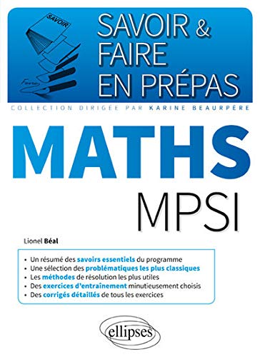 Télécharger Savoir & Faire en Prépas Maths MPSI PDF Ebook En Ligne