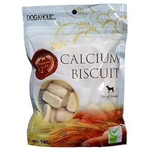 Dogaholic Calcium Biscuit Dog Treat, 180 Gram (Pack of 6)