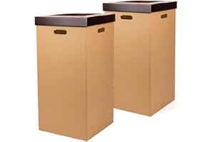 ONLY BOXES, Pack de 2 unidades Papelera de Cartón, Papelera con tapa, Color negro, Dimensiones 37 x 36 x 70 cm (largoxanchoaalto)