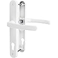 JCP PRO uPVC Door Handle Pair Set Sprung 92 PZ 92mm, Backplate 246mm x 32mm (215mm Screw Centres, White)