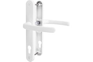 JCP PRO uPVC Door Handle Pair Set Sprung 92 PZ 92mm, Backplate 242mm x 34mm (210mm Screw Centres, White)