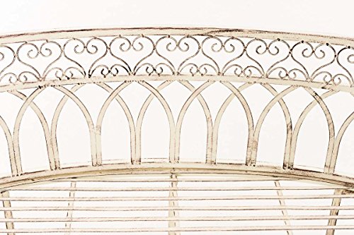 CLP Metall-Gartenbank AMANTI mit Armlehne, Landhaus-Stil, Eisen lackiert, Design antik nostalgisch, Form oval ca. 110 x 55 cm Antik Creme - 5