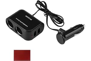 Menibeuty Rallonge Allume Cigare, 1pcs Double Prise Allume-Cigare Allume-Cigare Câble D'extension Double Allumes Cigar Cigares Double Avec Commutation Allumes Cigare Câble D'extension Mâle