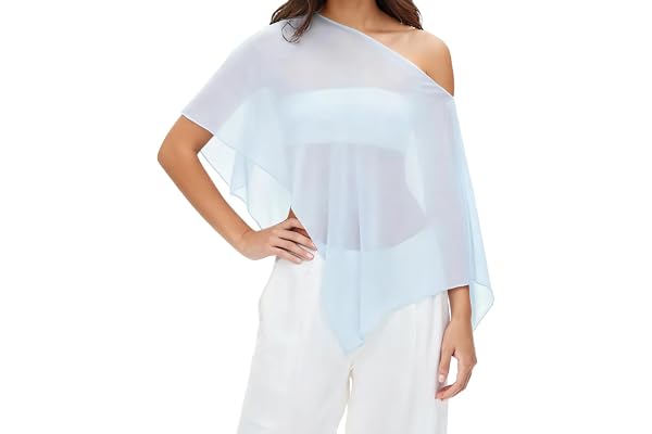 Dam Sheer Mesh Poncho lös solid båthals oregelbundna lätta toppar genomskinlig axel sommar täcka upp
