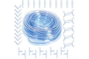 RUNCCI-YUN 40Pcs connecteurs pour Tuyau d'aquarium Y T L I+5M Aquarium Air Tube Tuyau 4 x 6 mm Transparent,Pompe à air d'accessoires pour Fish Tank