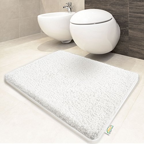 Badematte aus weichem & kuscheligem Hochflor | Öko-Tex zertifiziert | weiß | 60x100cm - 5
