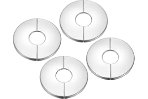 PATIKIL Plaque d'Écussons Auto-Adhésive Ronde en Acier Inoxydable 1"/25mm, 4pcs Couverture Murale pour Tuyau d'Eau, Cache Mitigeur Douche Boucles Robinet Chauffage Plomberie, Argenté