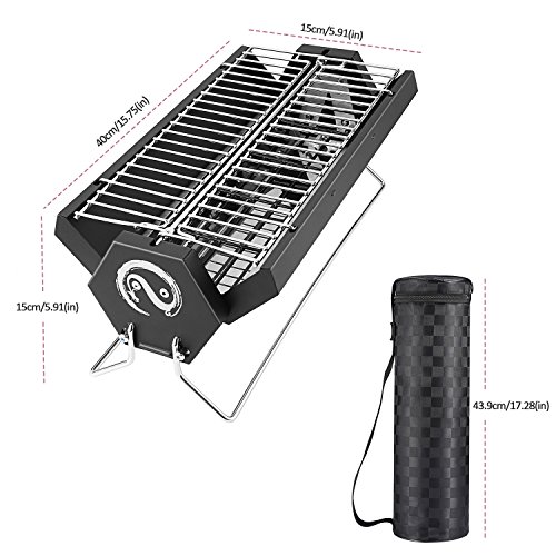 Andake Holzkohle Grill – Edelstahl faltbar Holzkohle BBQ Grill mit Tragetasche – Outdoor Garten Reise Camping Road Trip tragbaren Grill - 3