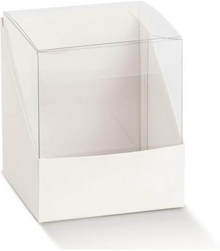 6 Scatole Regalo Trasparenti Pieghevoli 15x15x23cm - Con Coperchio Bianco Per Matrimoni, Compleanni E Feste
