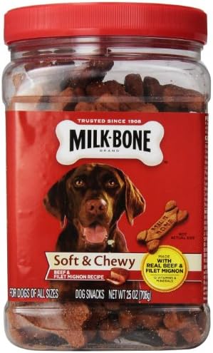 Milkbone Dog Biscuits 799058 6-Pack Chewy Treats Filet Mignon For Pets, 25-Ounce