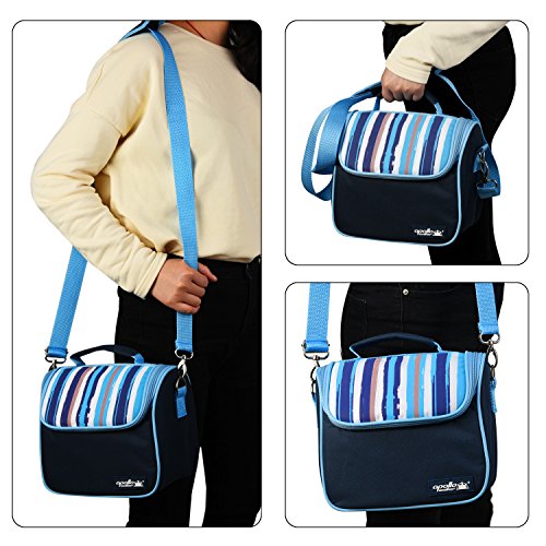 DCCN Outdoor Kühltasche Isolierte Mittagessen Tasche Kleine Wickeltasche mit 2 Abnehmbaren Netztaschen und Schultergurt - 7
