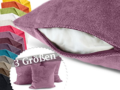 Hochwertige Kissenhülle mit samtig-weichem Chenille-Touch und dezentem Design - erhältlich in 14 modernen Farben und 3 verschiedenen Größen, 60x60 cm, altrosa
