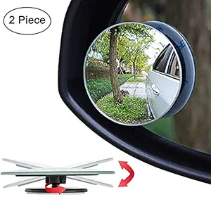 VARNIRAJ IMPORT & EXPORT Glass Blind Spot Round Wide Angle Adjustable 360 Rotate Convex Rear View Mirror for All Universal Vehicles - Pack of 2