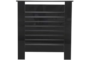 Kingwudo® Wooden High Gloss Radiator Cover Modern Decorative Cabinet S/M/L/XL Black (Black, S—78X19X82CM)