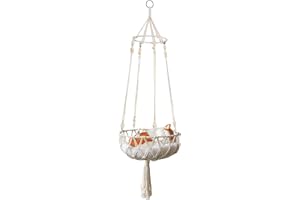 PEOSEVI Hamac pour Compagnie 30/40 Cm Hamac en Macramé pour Chat pour Fenêtre, Hamac Tissé À Suspension Boho, avec Pompon, Lit Intérieur pour Chat pour Dormir, Jouer, Grimper, Se Prélasser '