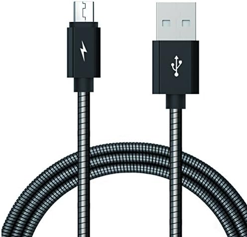 Android Charger,Xutu All Metal Micro USB Cable 3.3ft/1M Spring Elastic Cord Cable for Samsung Galaxy S7, Motorola LG Sony, HTC and More Black