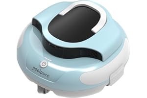 POOLPURE Pool Robot, 100 Min Powerful Cleaning, Wireless Pool Vacuum Cleaner Battery with Self-Parking Function, LED Indicators, IPX8 Waterproof, Ideal for Pools 90 m² with Flat Bottom, Blue