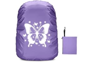 CAPANEUS Copri Zaino per Pioggia, 35L Reflective Impermeabile Bambino Copri Zaino, Coprizaino Impermeabile con Riflettenti, Copertura Zaino Antipioggia Universale per Scuola, Bicycling, Escursionismo, Viaggio