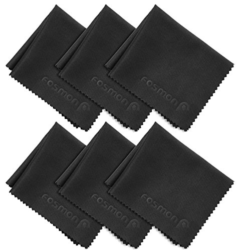 Preisvergleich Produktbild Fosmon Mikrofasertücher, Putztuch [Fusselfrei / Pflegeleicht / Premium] Fenstertücher, Scheibentuch, Reinigungstücher, Universales Trockentuch, Poliertuch, Brillenputztuch, Microfaser Tücher, Tuch [15x17 cm] - 6 Stück - Schwarz
