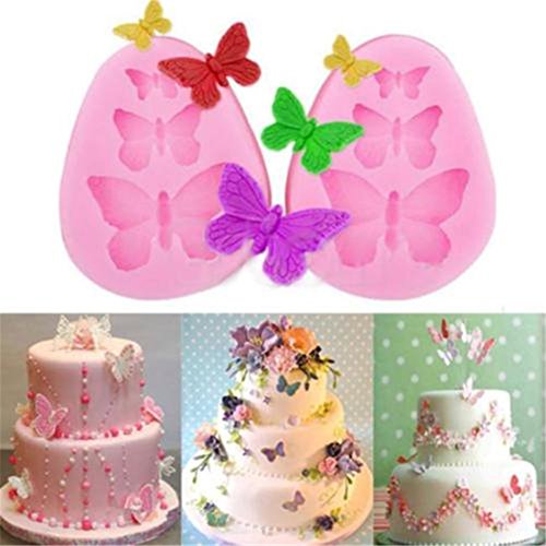 HENGSONG 3-Loch Schmetterling Silikon Ausstecher Ausstechform für Marzipan Fondant Tortendeko Seife Form Kuchen Hochzeitstorte - 2
