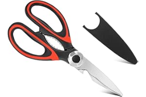ZENVALY Forbici Cucina, Forbici da Cucina Multiuso Acciaio Inox, Affilate Forbici da Cucina Professionali con Coprilama, per Tagliare Pollame Carne Ossa Pollo Pesce, Erbe Noci, Tacchino e Pizza