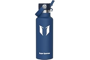 ‎SUPER SPARROW Super Sparrow Trinkflasche Edelstahl - Thermobecher - 350ml, 500ml, 750ml, 1L, 1.2L - FlipFlow Trinkflaschen mit Strohhalm - BPA-Frei Thermoskanne, Thermosflasche für Sport, Travel, Schule, Outdoor