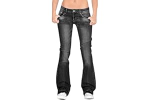 LAEMILIA Women Low Rise Jeans Bootcut Premium Stretchy Flare Denim Pants Pull on