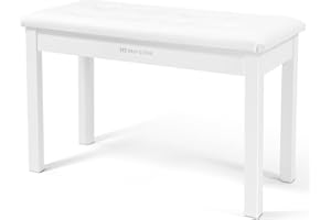 ‎MUSTAR MUSTAR Pianobank mit Stauraum, 74cm Großer Sitz Massivholz Keyboard Bench, Digital Piano Stool aus Weichem Kunstleder, Weiß