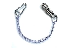 JA HORSE Cuerda elástica de amarre de transporte con gancho de pánico y cierre de toro, para remolques de caballos, caja y establo (50 cm, cadena de amarre)