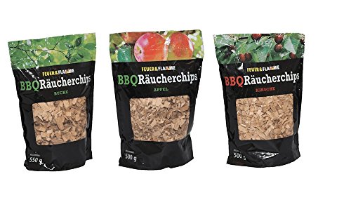 BBQ Räucherchips Mix: Buche, Kirsche und Apfel - fruchtiges Raucharoma für alle Fisch- und Fleischsorten - ideal für den Einsatz im Smoker & Grill - Wood-Chips für die Räucherbox - Räucherspäne