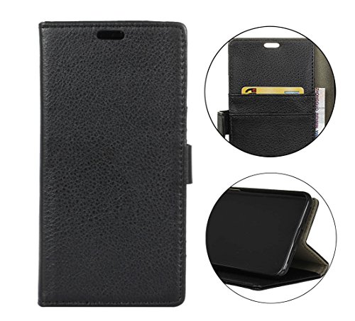 Funda Para Alcatel A7  Sunrive Funda Protecci  n Carcasa Cuero Resistente Cierre Magn  tico carcasa en folio  soporte plegable ranuras para tarjetas  Litchi patr  n negro    1 x L  piz   ptico