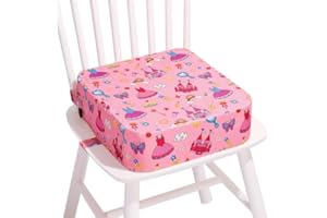 TOTIDYH Child Seat Raiser Chair, Portable Non-Slip Seat Cushion Children, Washable Seat Raiser Children's Chair with 2 Seat Belts, Dismountable Chair Raiser Child (Princess Pink)