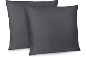 Dreamzie Poszewka na Poduszkę 80 x 80 cm, 2 Sztuki w Zestawie, Poszewka na Poduszkę 80 x 80 cm, Ciemnoszary, z Zamkiem Błyskawicznym, z Mikrofibry, Miękka, 80 x 80 cm, Poszewka na Poduszkę